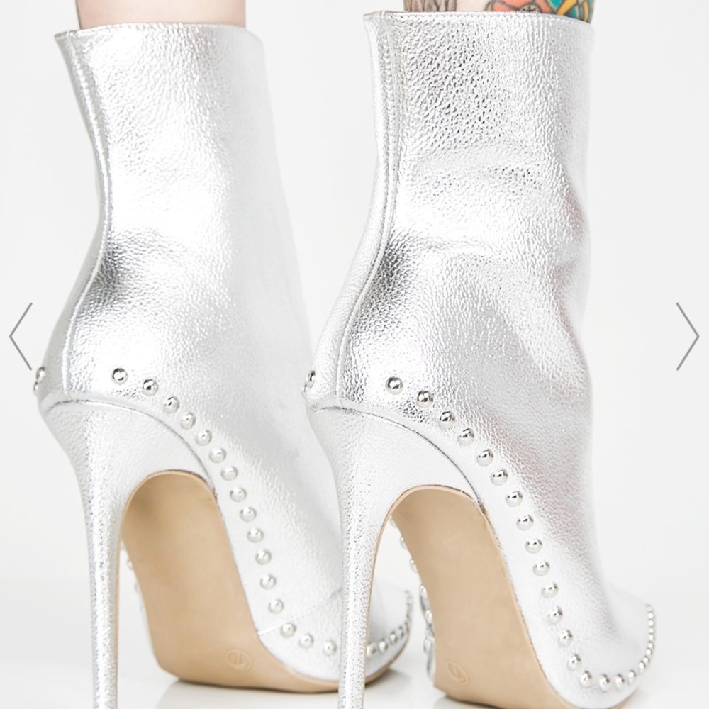 NWT Dolls Kill silver ankle booties - Picture 3 of 5